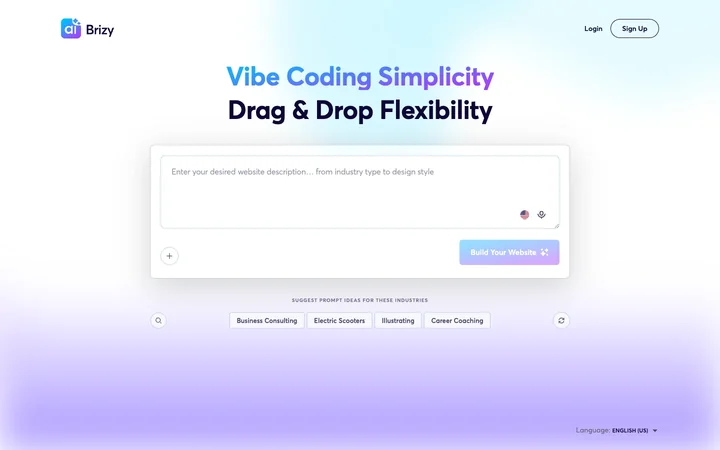 Brizy AI Builder product preview
