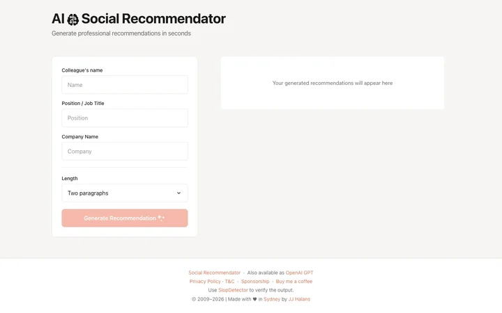 AI Social Recommendator 产品预览