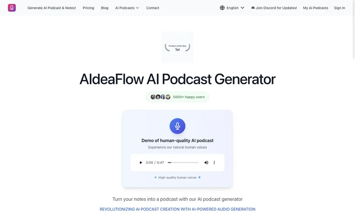 AIdeaFlow AI Podcast Generator product preview