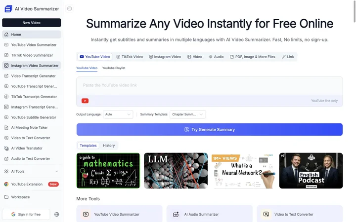 AI Video Summarizer product preview