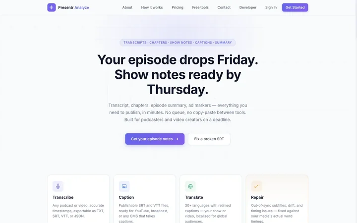Presentr Analyze product preview