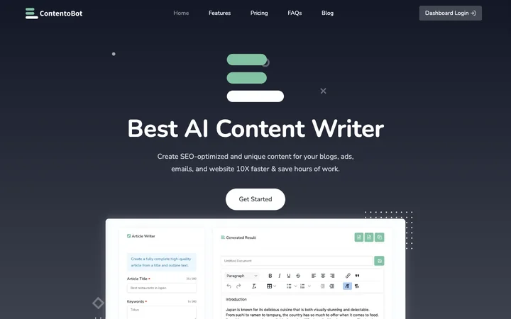 ContentoBot product preview