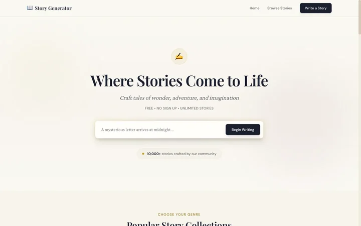 Free AI Story Generator product preview