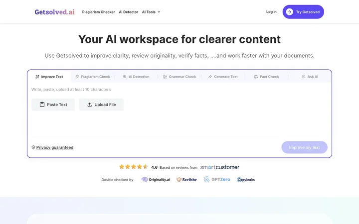 Getsolved Answer AI product preview