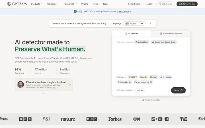 GPTZero product preview