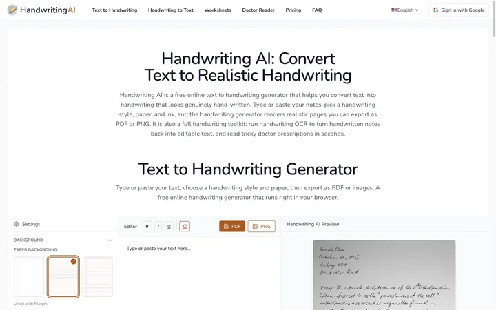 Handwriting AI product preview