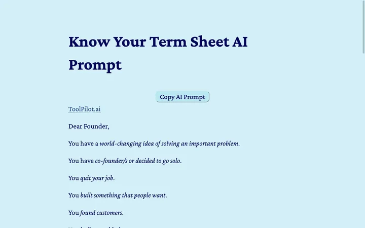 Know Your Term Sheet AI Prompt product preview