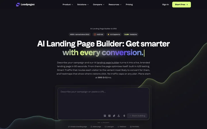 Leadpages の製品プレビュー