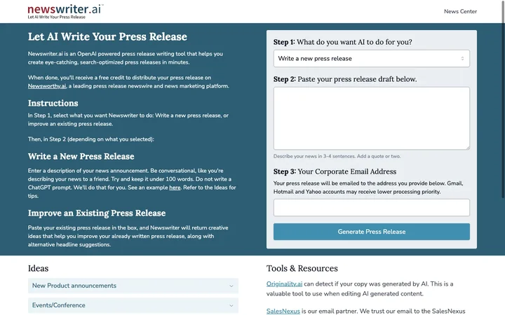 Newswriter.ai product preview