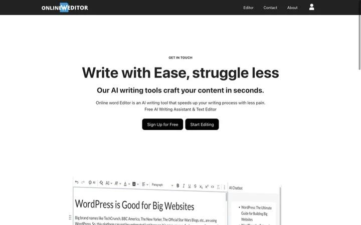 Online Word Editor 제품 미리보기