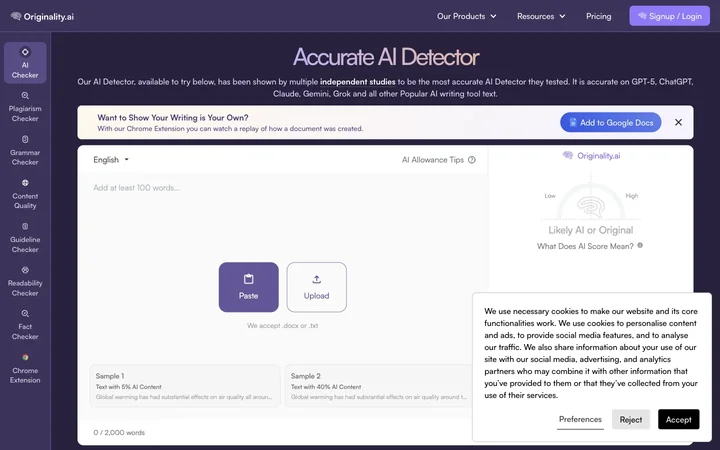 Originality.ai product preview