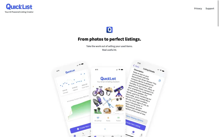 QuickList product preview