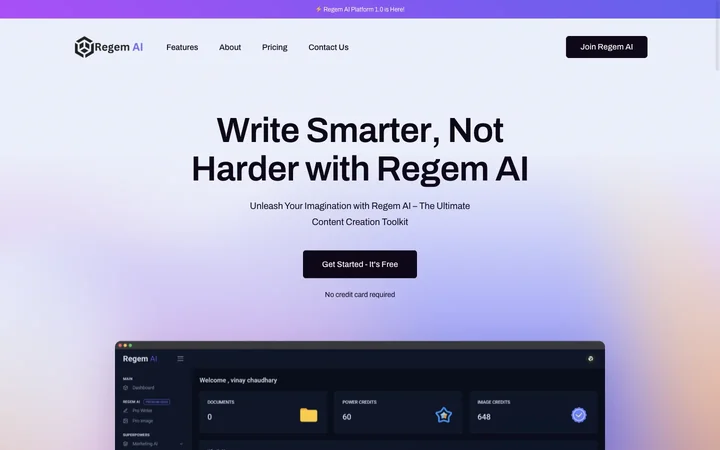 Regem AI Platform product preview