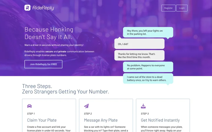 RideReply 제품 미리보기