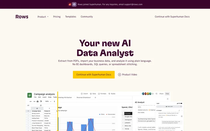 Rows product preview