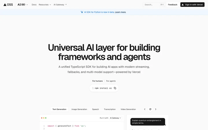 AI SDK product preview