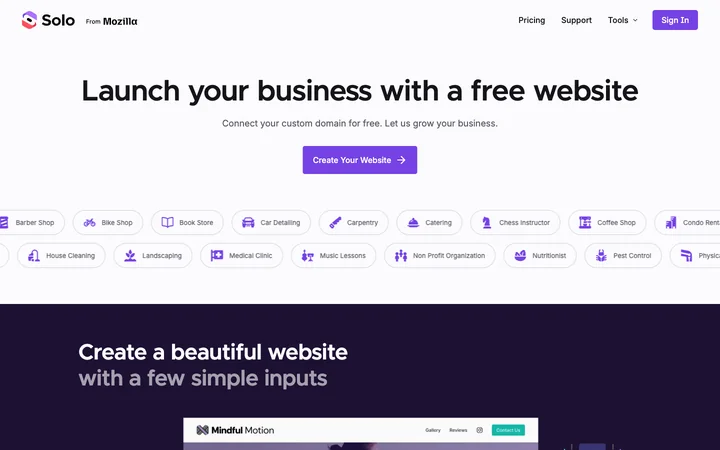 Solo - Free AI Website Creator product preview