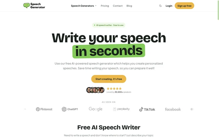 SpeechGeneratorAI product preview