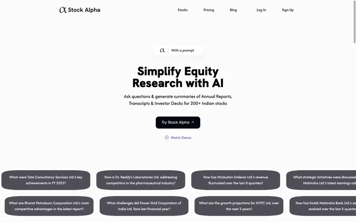 Stock Alpha product preview
