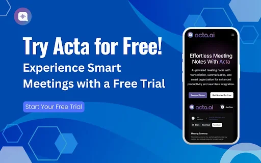 Acta.ai Google Meet Teams and Zoom helper 封面图 4