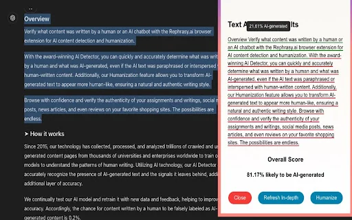 AI Humanizer and Detector by Rephrasy product preview