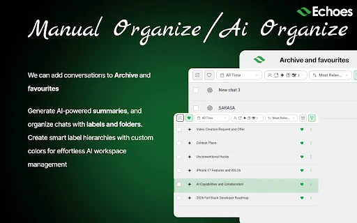 Echoes ChatGPT, Claude & more Tool for Search, Tag, Export & Summarize 封面图 5