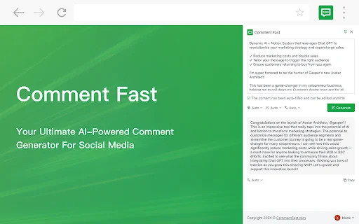 Comment Fast - AI Comment Generator for Social Media product preview