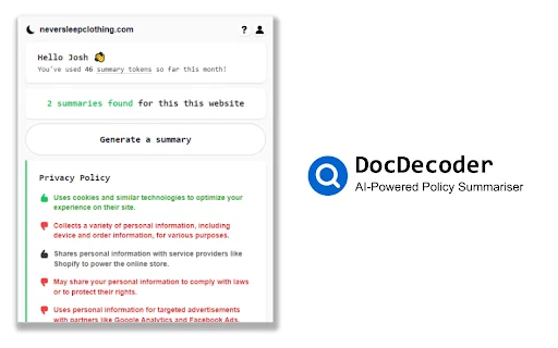 DocDecoder - Summarize Web Policies With AI product preview