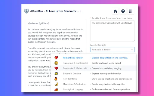 AI情书生成器: AIFreeBox 封面图 2