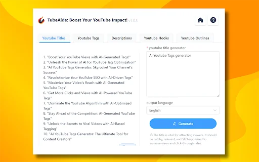 Free AI Youtube Video Tags Generator TubeAIde 封面图 2
