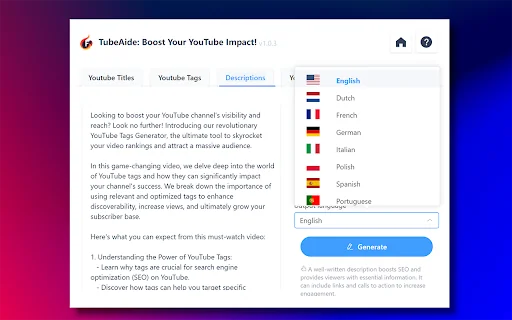 Free AI Youtube Video Tags Generator TubeAIde 封面图 3