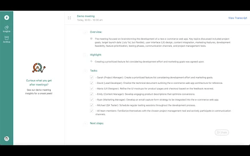 Huddlenow Insights product preview