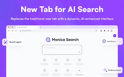 Monica Search - New Tab for AI Search product preview