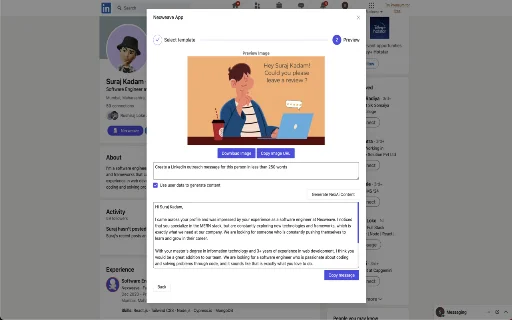 Nexweave - LinkedIn AI Messages product preview