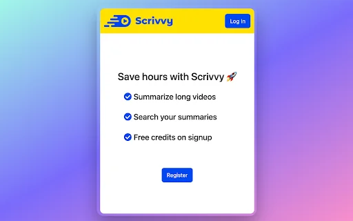 Scrivvy - YouTube Summarizer product preview