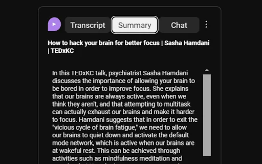 YouTube Summary & Chat product preview