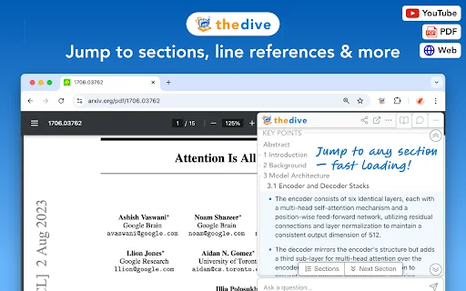 Dive: AI Summarizer for YouTube, PDF & Web — Interactive & Privacy-First 封面图 2