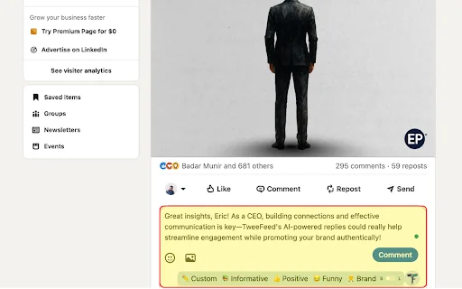 TweeFeed - AI Reply & DM Generator for X, LinkedIn, Instagram 封面图 4