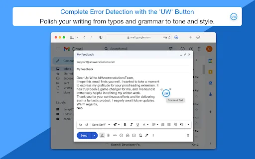 UpWrite AI: Proofreads all Texts in Browser 封面图 4