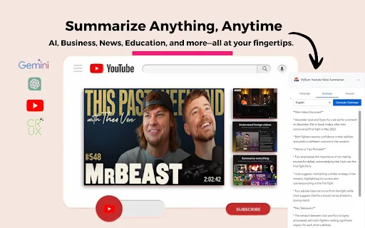 Crux AI: YouTube Video Summarizer 封面图 2