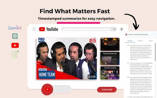Crux AI: YouTube Video Summarizer 封面图 3