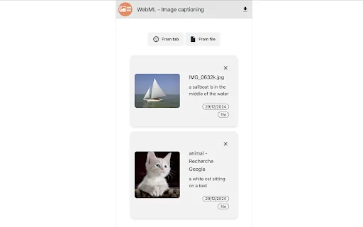 webml-image-captioning product preview
