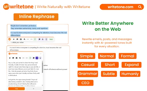 Writetone: AI Writing Assistant & Grammar Fix 封面图 5