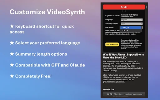 Youtube VideoSynth: summarize Youtube videos 封面图 5
