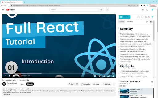 YTSummary: YouTube Summarizer with ChatGPT product preview