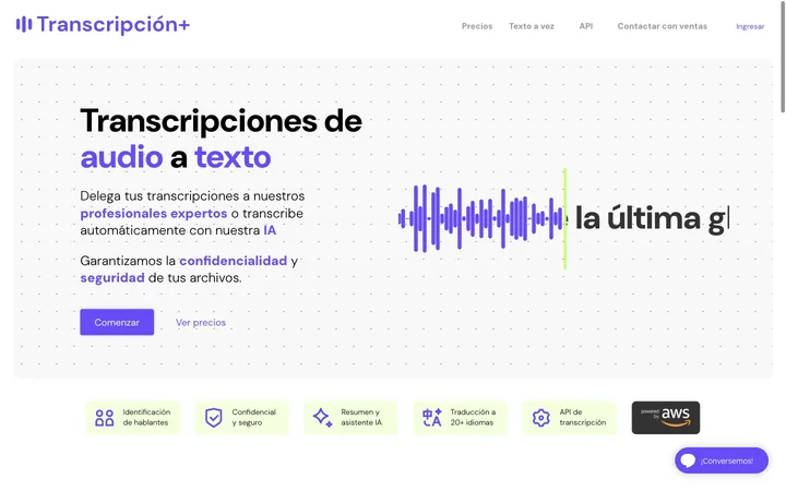 Transcripción+ product preview