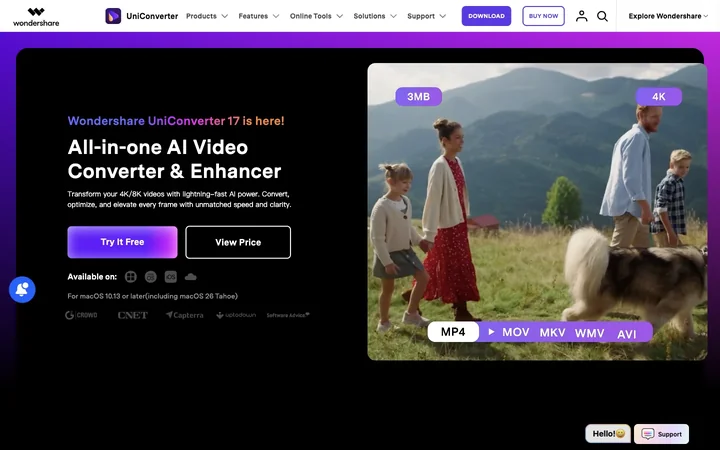 Wondershare UniConverter product preview