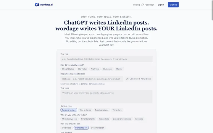 Wordage.ai product preview
