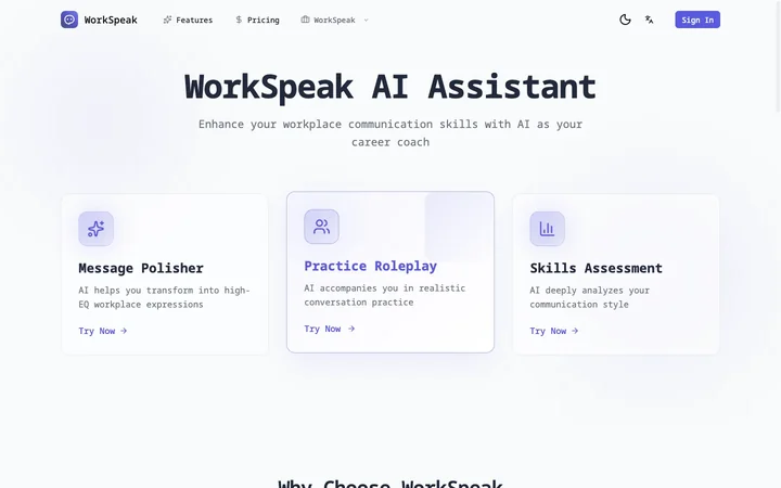 WorkSpeak AI product preview
