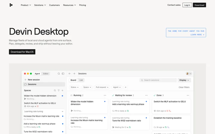 Devin Desktop product preview